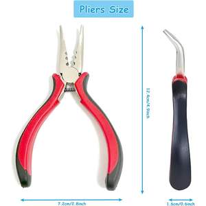 Obexa OBP-39499 Alicates de metal y goma negros y rojos para extensiones de cabello, mini alicates de 3 orificios para abrir y quitar micro/nano anillos, agarre ergonómico - Product Image 4