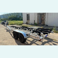 Remorque de bateau HOIRO robuste de 9,2 m (30 pi) avec essieux tandem en aluminium argenté, plateformes en bois, frein hydraulique, capacité de charge de 3800 kg, en promotion