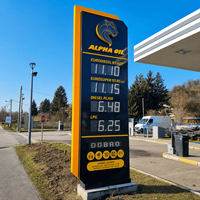 Totem d'affichage LED étanche en métal sur pied pour prix de carburant, idéal pour l'image de marque des stations-service en extérieur
