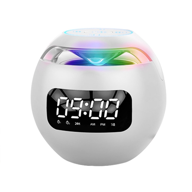 With Microphone Music Play Accessories Wireless Blue'tooth-compatible Speaker Rechargeable Ball Radio Handsfree Alarm Clock
