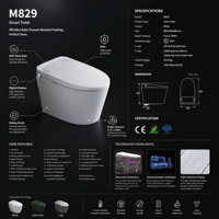 Bidet intégré avec siège chauffant automatique, toilette intelligente avec lavage arrière, lavage avant, sécheur d'air et télécommande