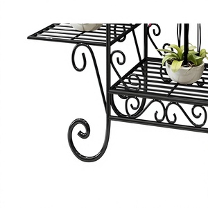 Vintage <b>Metal</b> <b>Flower</b> <b>Stand</b> With Wheels For Indoor Plants And <b>Flowers</b> Rustic Design Powder Coated Finish - Product Image 5