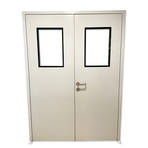 Gmp Standaard Aluminium Frame Dubbellaags Gehard Glas Raam Hpl Plaat Draaideur Voor Ziekenhuis Stofdicht Clean Room Deur