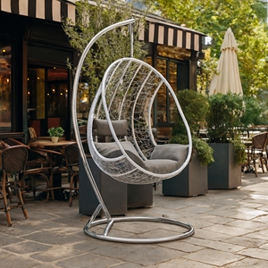 Chaise de jardin suspendue blanche 80x68x110 cm - Product Image 2