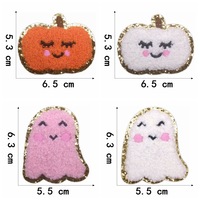 Vente en gros : Château fantôme d'Halloween, serviette en chenille à repasser, patchwork, décoration de vêtements