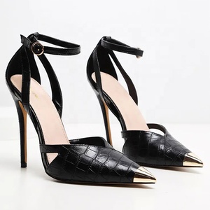 Chaussures habillées solides pour femmes à talons hauts et bout pointu en métal, style stiletto, pour le bureau et le quotidien, avec bride à boucle - Product Image 3