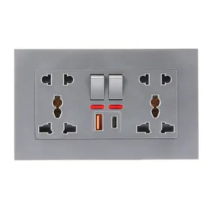 Wall Mounted Dual Usb Electrical Socket Switch British Standard Usb Socket Switch