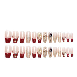 Nouveauté 2026 <span class=keywords><strong>Faux</strong></span> <span class=keywords><strong>ongles</strong></span> à presser en gel souple ABS avec strass scintillants, 24 pièces, style <span class=keywords><strong>mariée</strong></span>, avec colle - Product Image 3