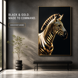 Collezione di <span class=keywords><strong>Stampe</strong></span> Artistiche Murali con Zebra, Aquila e Cervo in Nero e Oro per Soggiorno, Ufficio, Hotel, Interni Ispirati al Safari - Product Image 5