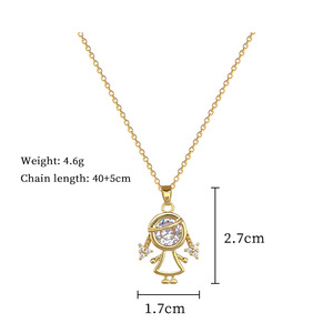 Collana con Ciondolo a Zircone a Forma di Bambina con Trecce in Acciaio Inossidabile per Donna, Classica Catena per Clavicola, Accessorio Gioiello Regalo (NL057) - Product Image 6