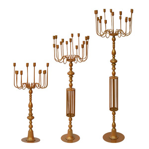 Candelabro elegante in oro da sposa per <span class=keywords><strong>il</strong></span> candelabro in metallo Vintage portacandele decorazione per la casa - Product Image 5