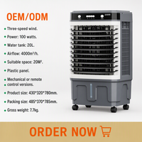 Ventilateurs de refroidissement d'air évaporatif industriels pour CPU, refroidisseur commercial haute capacité avec 3 vitesses de ventilation pour serre
