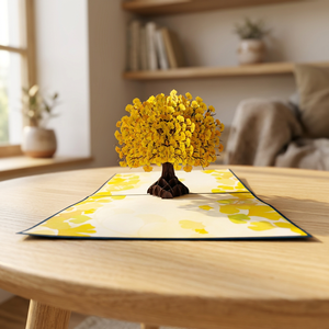 3D Ginkgo Tree <b>Pop</b> <b>Up</b> Greeting <b>Card</b> Handmade Paper Art Wholesale Autumn Tree <b>Card</b> Manufacturer - Product Image 2