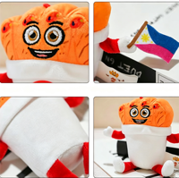 Porte-clés promotionnels personnalisés en peluche en forme de seau de lumpia, avec logo sur mesure, pour sacs à suspendre, avec drapeau intégré