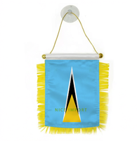 Drapeau de la Sainte-Lucie, mini-drapeau national en polyester 15*10 cm, décoration nationale pour les événements sportifs scolaires, festivals patriotiques
