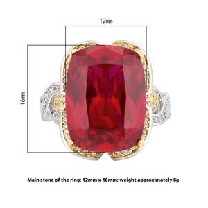 Joyería de Moda Ecológica de Cobre con Circonita Cúbica Roja y Azul de 12*16mm para Mujer, Anillos de Mariposa Grandes y Elegantes - Product Image 2