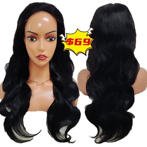 Promoción $69 Pelucas de Cabello Humano al por Mayor, Pelucas con Cierre de Encaje 5x5, Onduladas, 28 Pulgadas de Largo, Color Natural, Cabello Virgen Barato - Product Image 1