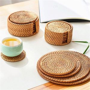 Set di 6 Sottobicchieri Rotondi in Paglia Intrecciata di Alta Qualità, Antiscivolo, per Tavolo da Pranzo e Cucina, Uso Interno - Product Image 4