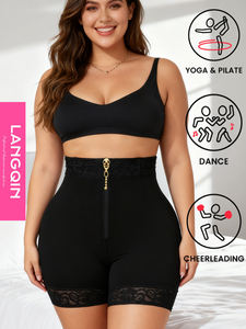 Shorts Levanta Glúteos y Control de Abdomen Langqin - Shorts Moldeadores de Cuerpo de Alta Compresión con Diseño de Encaje Sexy - Product Image 1