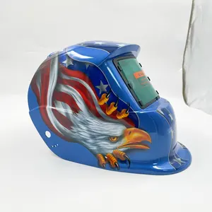 Máscara de soldagem com escurecimento automático azul, máscara protetora de segurança para soldar, capacete com capuz de soldagem