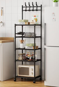 Carrito de Almacenamiento Metálico Deslizante de 4 Niveles para Cocina, con Ganchos, Carrito Móvil para Horno de Microondas, Organizador de Estantes para Especias y Herramientas - Product Image 6