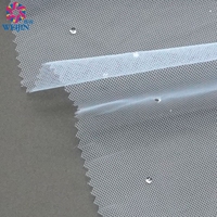 En gros 100% Polyester Dense Léger Diamant Maille Petite Perle Ronde Tulle Maille Tricoté Tissu pour Satin Casual Voile Robe