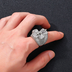 En gros Bague Croix Moissanite GRA VVS entièrement sertie en Argent Sterling 925, style Hip Hop Bling, Bagues Jésus, passe le test du diamant, pour Hommes - Product Image 5