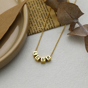 Collar con Colgante de Moda con Nombre Personalizado, Estilo Hip Hop, Cadenas de Acero Inoxidable Duraderas Chapadas en Oro, con Palabra de la Suerte, Unisex - Product Image 4