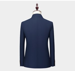 New Plus Size Fashion Mandarin Collar Chinese Asian <strong>Dinner</strong> <strong>Jacket</strong> and Pants Set Casual Slim Fit 2-piece Business Wedding Suits - Product Image 3