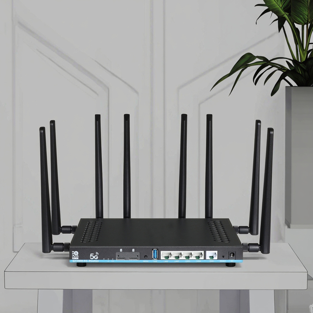 Great Quality Industrial 5G WiFi6 Router Dual Band AX3000 Gigabit OpenWRT System ESIM Nano SIM Slot High Gain Antennas Router