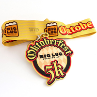 Médaille personnalisée en alliage de zinc 5K, thème Oktoberfest, récompense de finisseur pour les courses, la marche et les courses d'automne