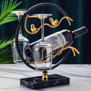 Estante para vinos de estilo chino moderno con soporte para copas invertidas, diseño redondo, decoración duradera para el hogar, para uso en fiestas - Product Image 1
