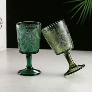 Verre à vin vintage en relief à feuilles françaises-Gobelet à champagne en cristal avec tige élégante pour la maison, la fête, les repas de luxe (Barware) - Product Image 5