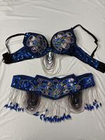 Nouvelle conception de costume de danse du ventre pour femmes, soutien-gorge + ceinture, 2 pièces/ensemble, costume de carnaval, tenue de danse du ventre sexy, vêtements de danse Bollywood