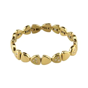 P804 name brand zircon crystals fashion gold plated jewellery bangle charms 316 stainless steel power magnets therapy bracelets