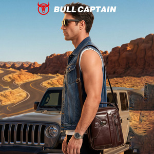 Sac à bandoulière pour homme en cuir véritable BULLCAPTAIN, petit sac à main pour le travail, sac de voyage pour homme, sac bandoulière - Product Image 2