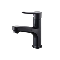 Robinet de lavabo contemporain en plastique ABS avec douchette extractible, finition chromée, montage sur comptoir, eau chaude/froide pour salle de bain