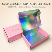 Boîte postale holographique en carton ondulé haut de gamme personnalisée avec doublure irisée et logo en feuille d'or pour l'e-commerce beauté