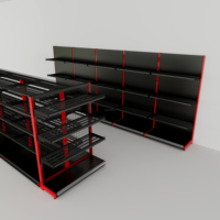 Étagère de présentation légère à un seul niveau noir mat pour supermarché - Étagère double face légère à construction métallique robuste