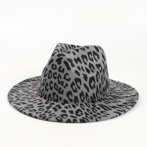 Chapeaux Fedora en laine imprimé léopard, chapeau à large bord pour hommes et femmes, décontracté, printemps-automne, 56-58CM - Product Image 4