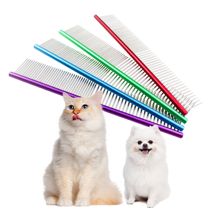 नई शैली के अनुकूल स्टेनलेस स्टील पालतू कंघी मल्टीकोलर कुत्ते को साफ कंघी करने वाले कुत्ते को साफ कंघी स्नान उत्पाद - Product Image 1