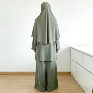 Wholesale Muslim Swimwear Burkini Set Modest Khimar Set Women Long Tunic Wide Leg Pants Hijab 3 Piece - Product Image 4