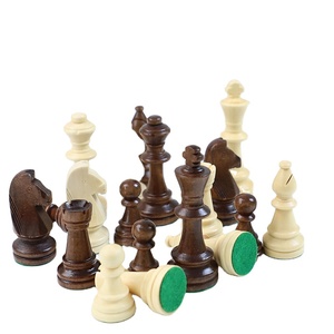 Set di Pezzi degli <span class=keywords><strong>Scacchi</strong></span> in Legno Pesanti Triplo Peso Leap, 9,8 cm (3,8 Pollici), Marrone e Bianco, Set da Torneo WG-WP38H CN - Product Image 1
