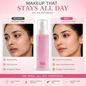 Spray Fijador de Maquillaje Vegano, Resistente al Agua, Control de Grasa, Acabado Luminoso, 100 ml, Larga Duración, Marca Privada, Color Rosa - Product Image 3