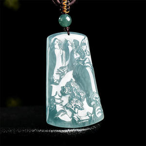 Pendentif en jade naturel bleu aquatique, style chinois, design original, unisexe, avec certificat d'évaluation SS04 - Product Image 2