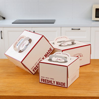 Boîtes à gâteaux carrées en carton recyclé écologique de haute qualité avec poignée, fenêtre, revêtement UV, impression texturée et finition mate pour produits alimentaires