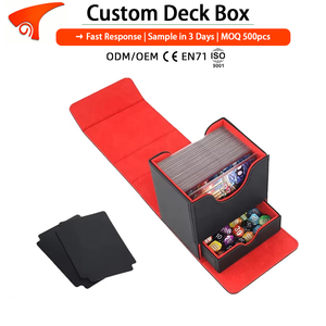 Boîte de rangement personnalisée OEM pour cartes de jeu en cuir PU, capacité 100+ cartes et dés, solution de stockage pour Mold PTCG CCG TCG, livraison rapide - Product Image 1