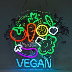 Letrero Luminoso <span class=keywords><strong>Vegano</strong></span>, Luz LED Ultrabrillante con Alimentación USB. Ideal para decoración de paredes en restaurantes, tiendas, cafeterías, bares, fiestas y en el hogar. - Product Image 1