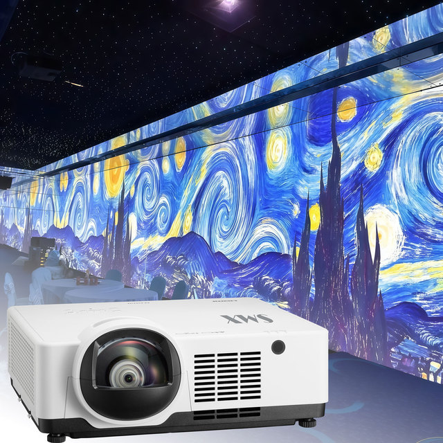 6000 Lumen 4K Immersive Projector with Built-in Speakers Short Throw Laser for Business & Education Use