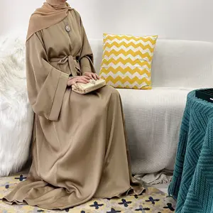 Derniers modèles de robes kaftan longues de grande taille pour femmes de couleur unie du Moyen-Orient vêtements islamiques Abaya musulmane de Dubaï